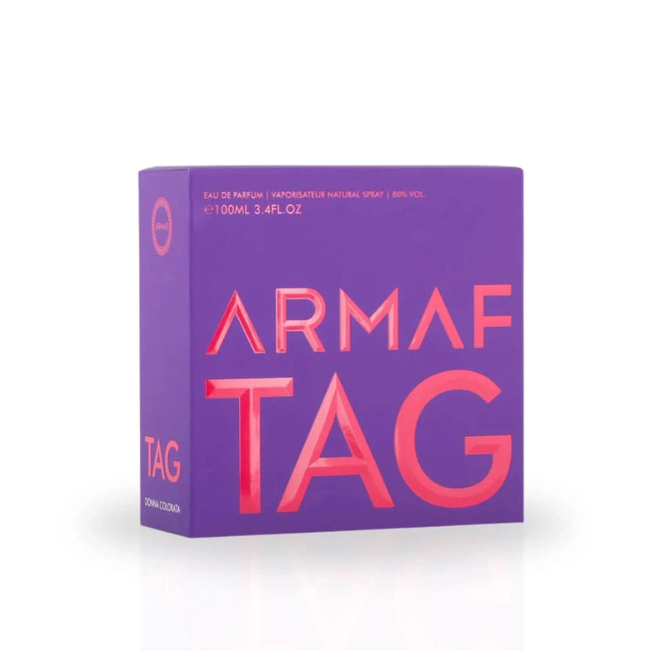 Armaf Tag Donna Colorata Eau de Parfum spray 100ML, elegant perfume bottle with floral and fruity notes.