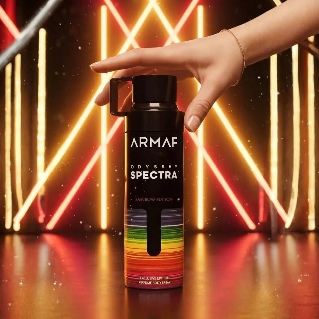 Odyssey Spectra deodorant spray by Armaf, 200ml, featuring a sleek bottle with a modern design and spray nozzle.
