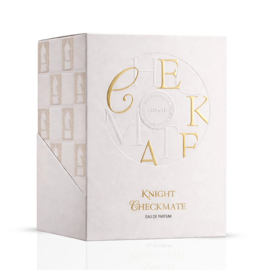 Checkmate White Knight Eau De Parfum spray by Armaf, 100ml bottle, elegant white packaging, luxurious fragrance for men