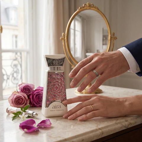 Aira Eau De Parfum Spray 100ml by Paris Corner, featuring elegant bottle design and floral fragrance notes.