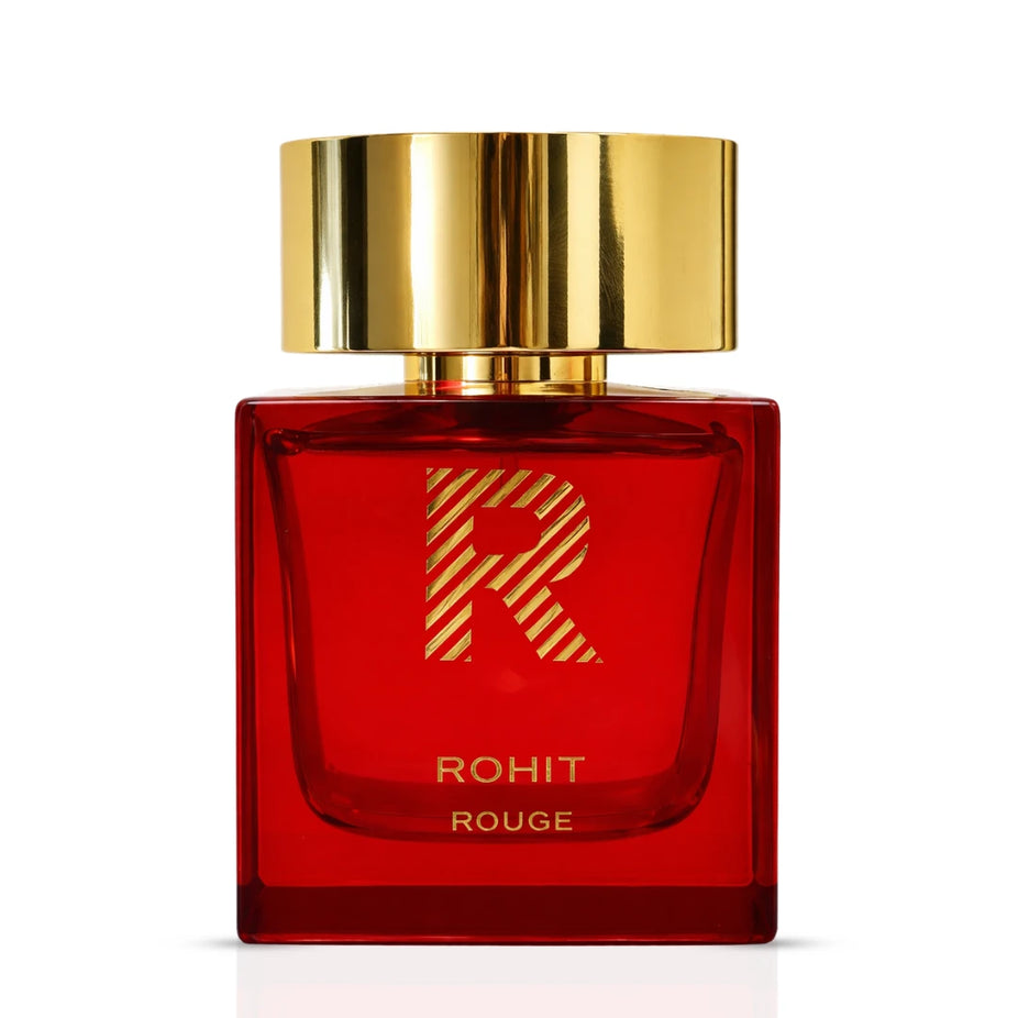 Rohit Rouge Eau de Parfum spray by Bharara, 100ml bottle with elegant design, showcasing the luxurious fragrance.