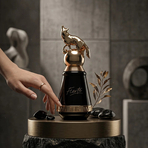 French Avenue Fierte Eau de Parfum spray 100ml bottle, elegant glass container with a sleek design and floral accents.
