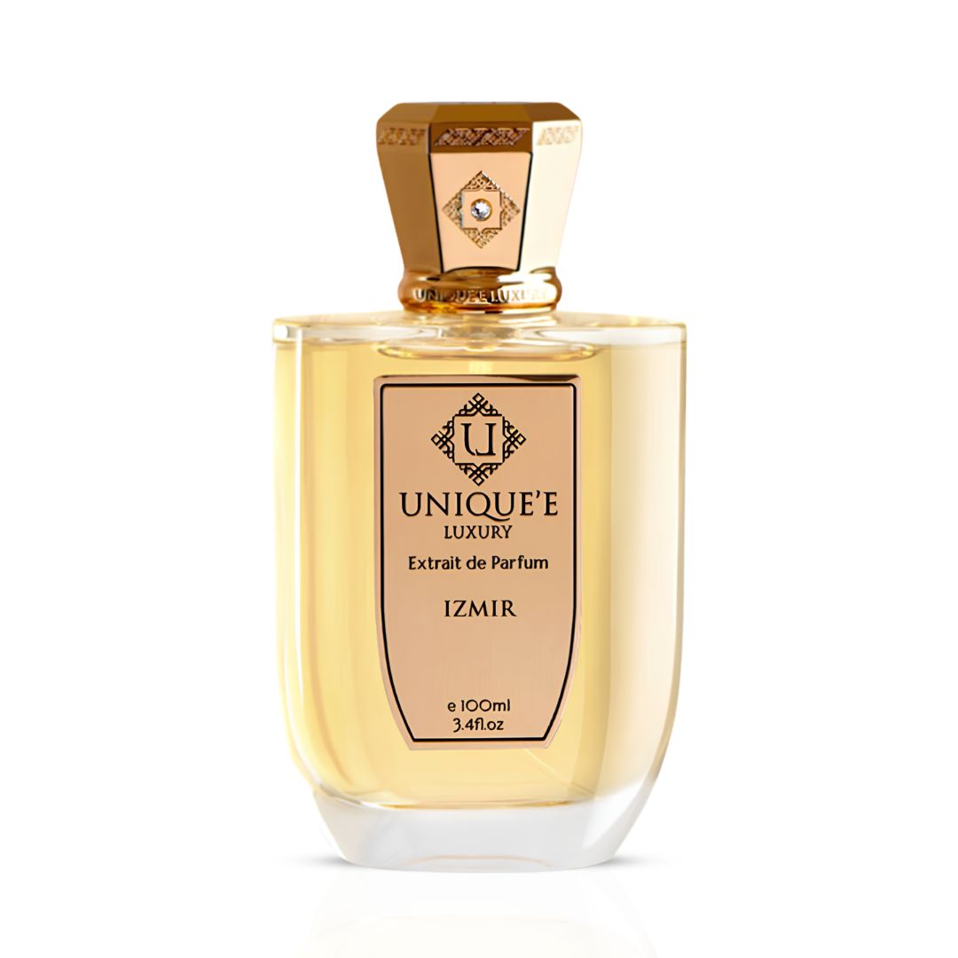 Unique'e Luxury Izmir Extrait de Parfum Spray 100ml bottle with elegant label and sleek design.