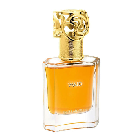 Swiss Arabian Wajd EDP 50ml bottle with velvet pouch, elegant packaging for the Eau De Parfum fragrance.