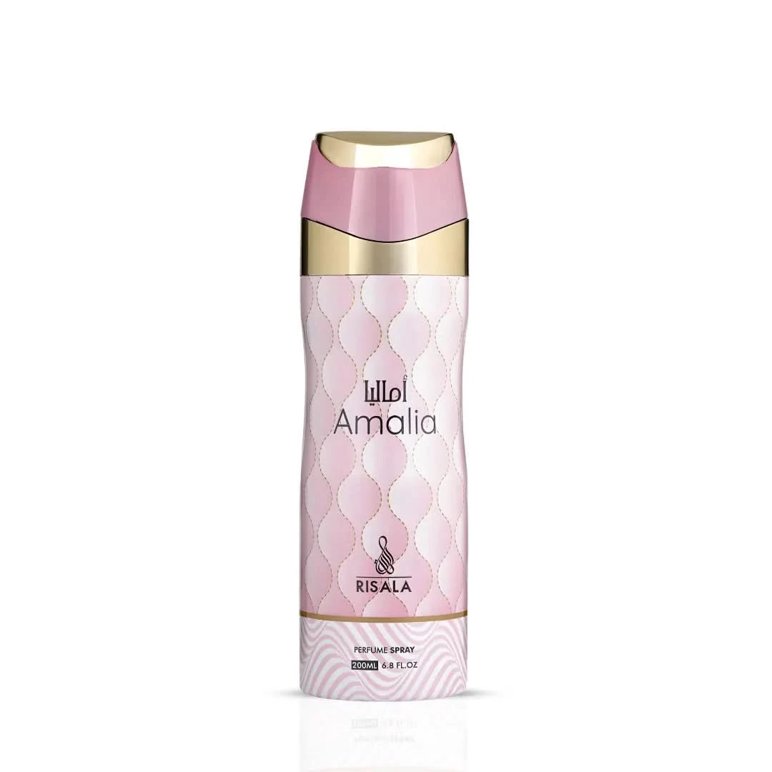 RISALA Amalia Eau De Parfum spray 100ml and perfumed body spray 200ml bundle, featuring elegant floral scent bottles.