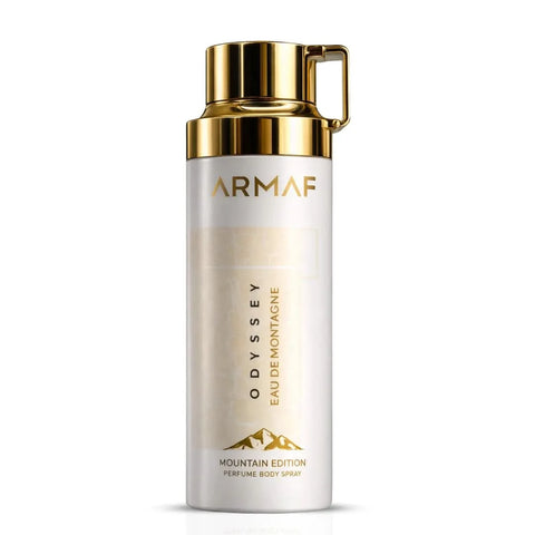 Armaf Odyssey Eau de Montagne perfumed body spray 200ml deodorant bottle showing mountain-inspired design
