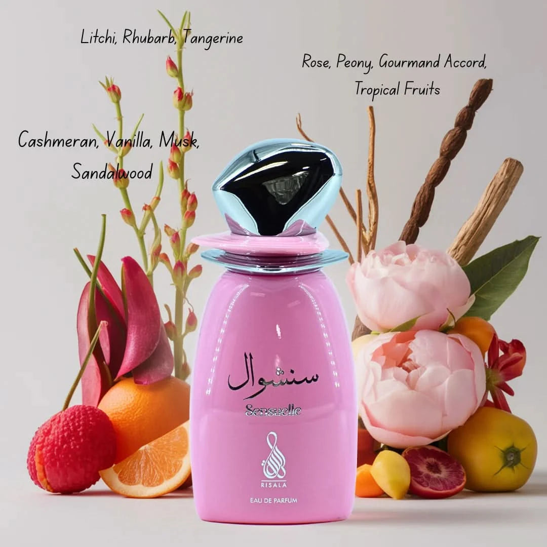 RISALA Sensuelle Eau de Parfum spray and perfumed body spray bundle, featuring elegant bottles of fragrance and body mist.