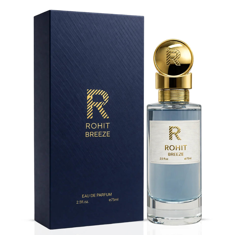 Bharara Rohit Breeze Eau de Parfum spray 75ml bottle with elegant packaging and floral scent design.