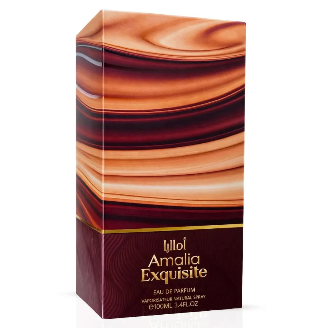 Elite Risala Amalia Exquisite Eau De Parfum spray 100ml with elegant bottle design and floral fragrance.