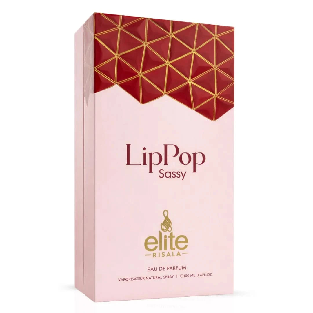 Elite Risala Bubbliz Lippop Sassy Eau De Parfum spray 100ml, elegant bottle of floral and fruity fragrance.