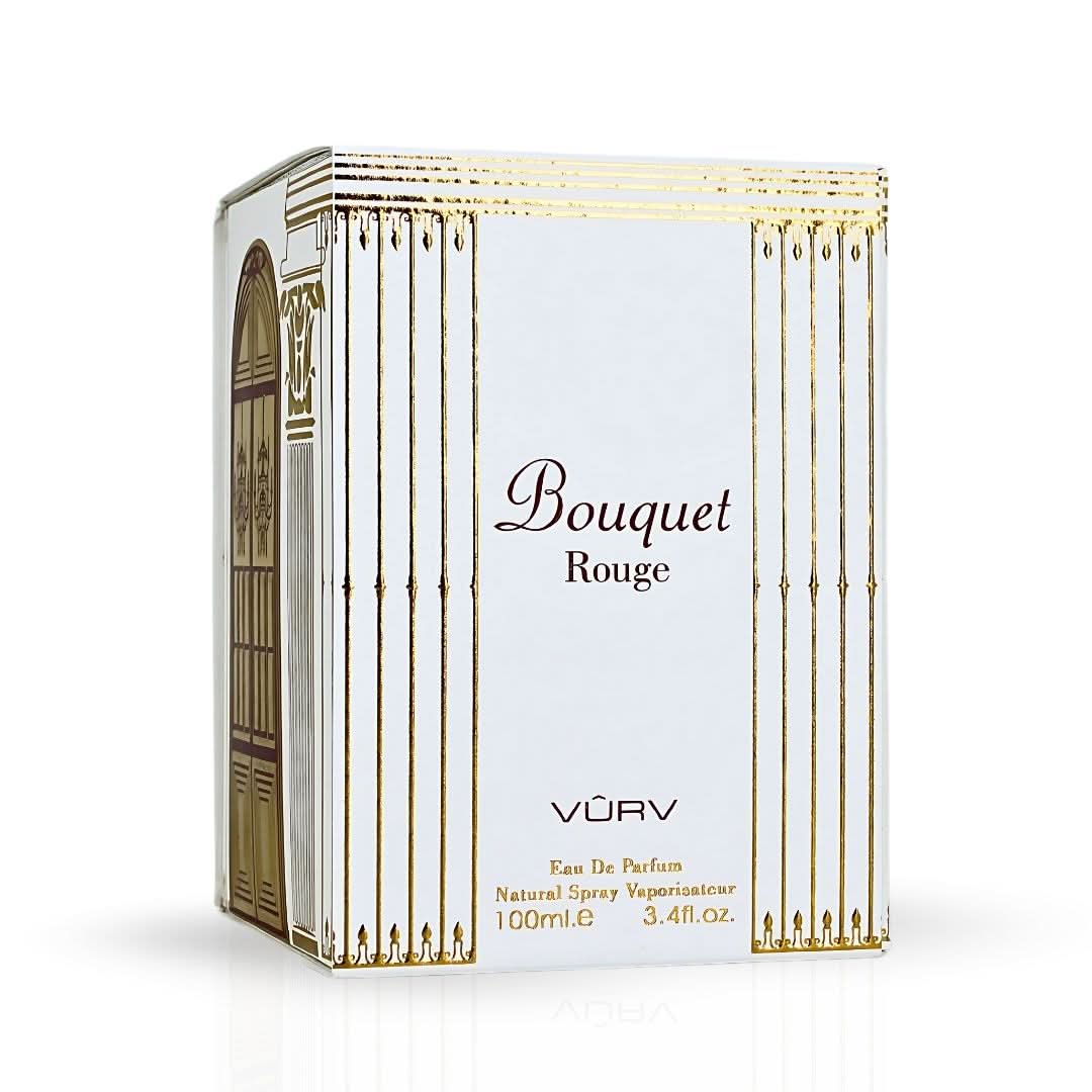 Vurv Bouquet Rouge Eau de Parfum spray 100ml bottle with a sleek design and elegant floral-inspired packaging.