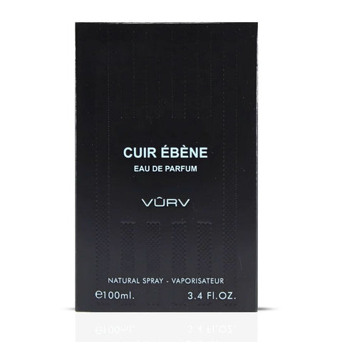 Vurv Cuir Ebene Eau de Parfum spray 100ml bottle, elegant fragrance with leather and woody notes, shown in the image.