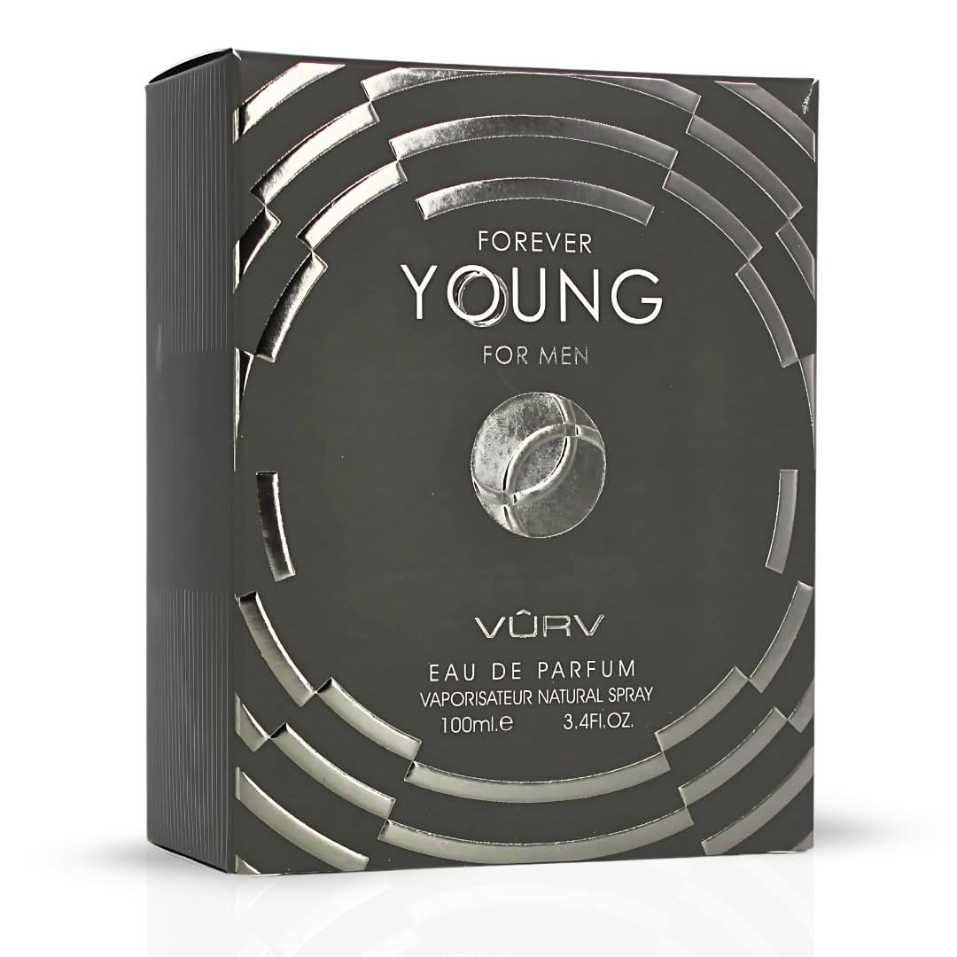 Vurv Forever Young Eau de Parfum 100ml bottle with packaging, elegant design and branding visible in the image.