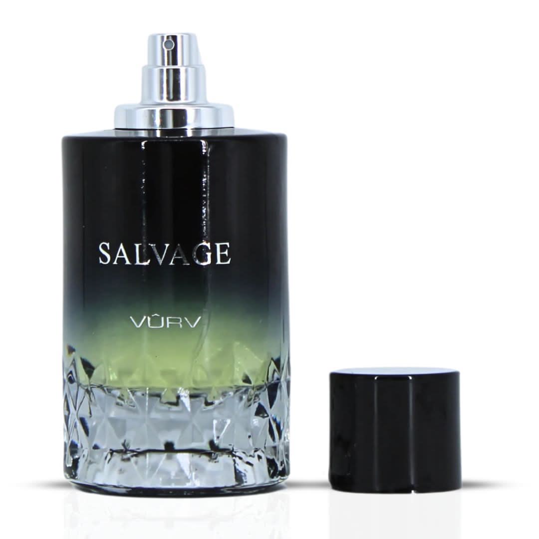 Vurv Salvage Eau de Parfum Spray 100ml bottle with packaging notes visible in the image.