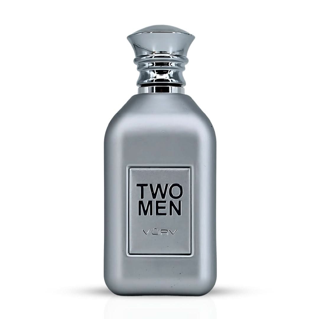 Vurv Two Men Eau de Parfum 100ml bottle with packaging, masculine scent for men in sleek glass bottle