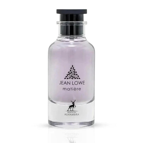 Maison Alhambra Jean Lowe Eau de Parfum spray 100ml in a velvet pouch, showcasing the elegant perfume bottle and packaging.