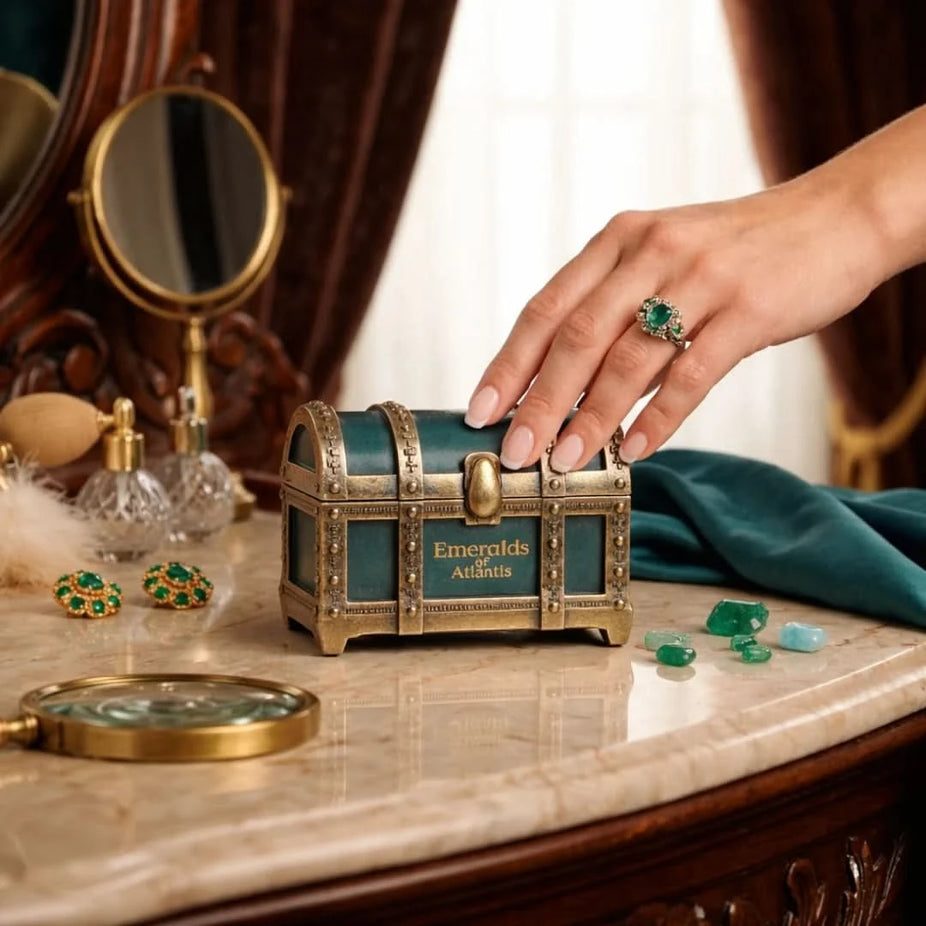 Elite Risala Emeralds of Atlantis Eau De Parfum Spray 100ml bottle with elegant packaging and lush green accents.