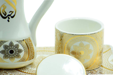 Glossy Arabic Design Royal Bakhoor Tea Set  - White | Intense Oud - Intense oud