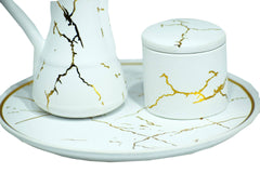 Marble Design Royal Bakhoor Tea Set w/ Circular Tray - White by Intense Oud - Intense oud