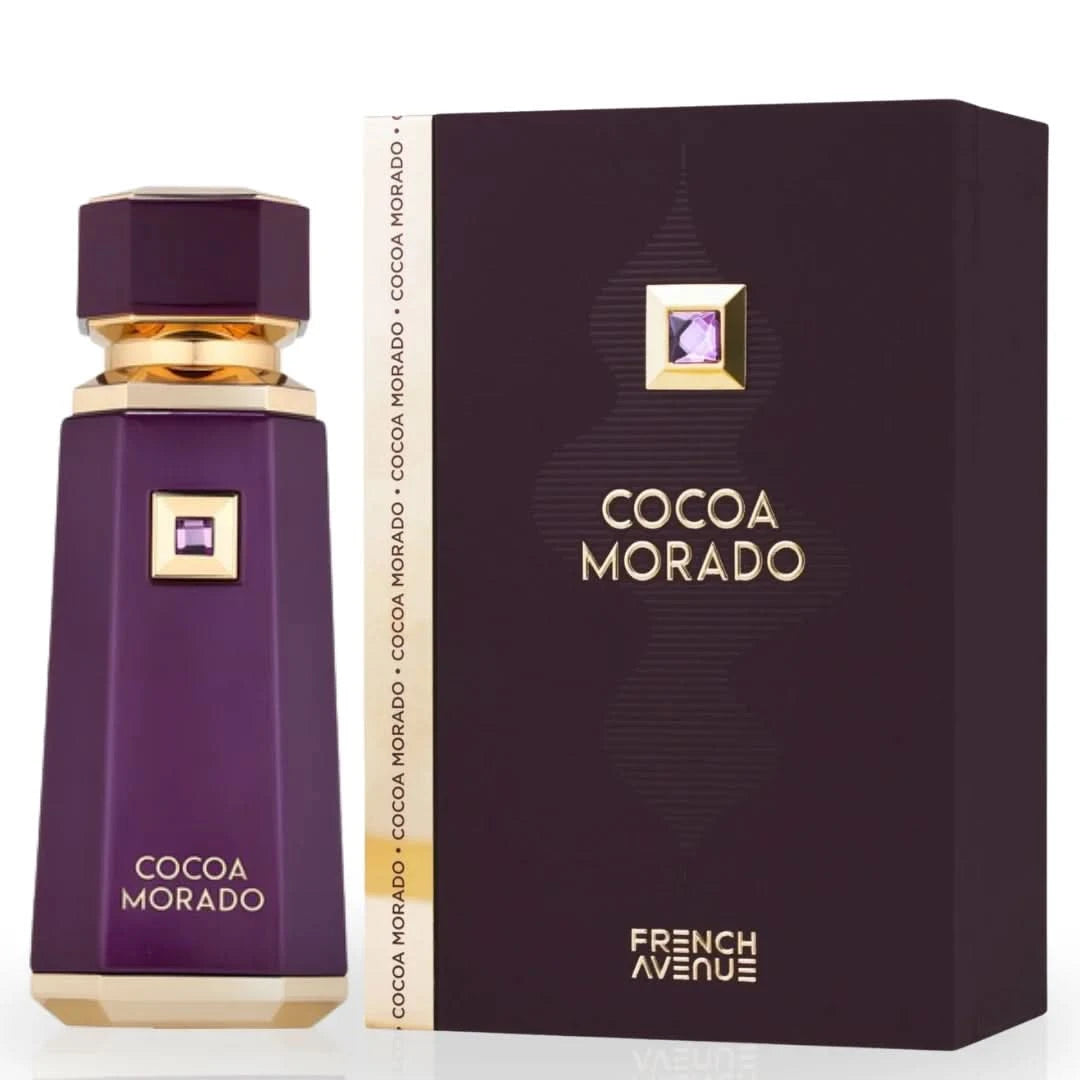 French Avenue Cocoa Morado Extrait de Parfum Spray 100ml bottle, elegant design, showcasing the luxurious perfume packaging.