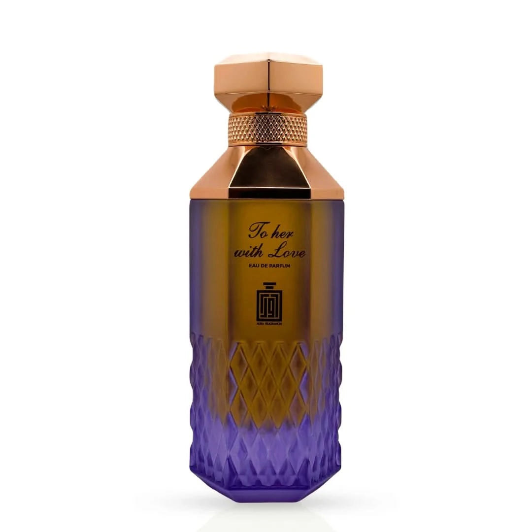 Aura Fragrances To Her With Love Eau De Parfum spray in 100ml bottle, with velvet pouch visible in the image.