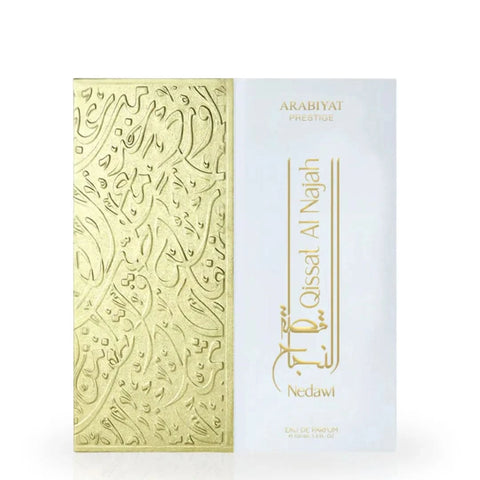 Arabiyat Prestige Qissat Al Najah Nedawi Eau de Parfum spray, 100ml, featuring elegant bottle design and luxurious fragrance.