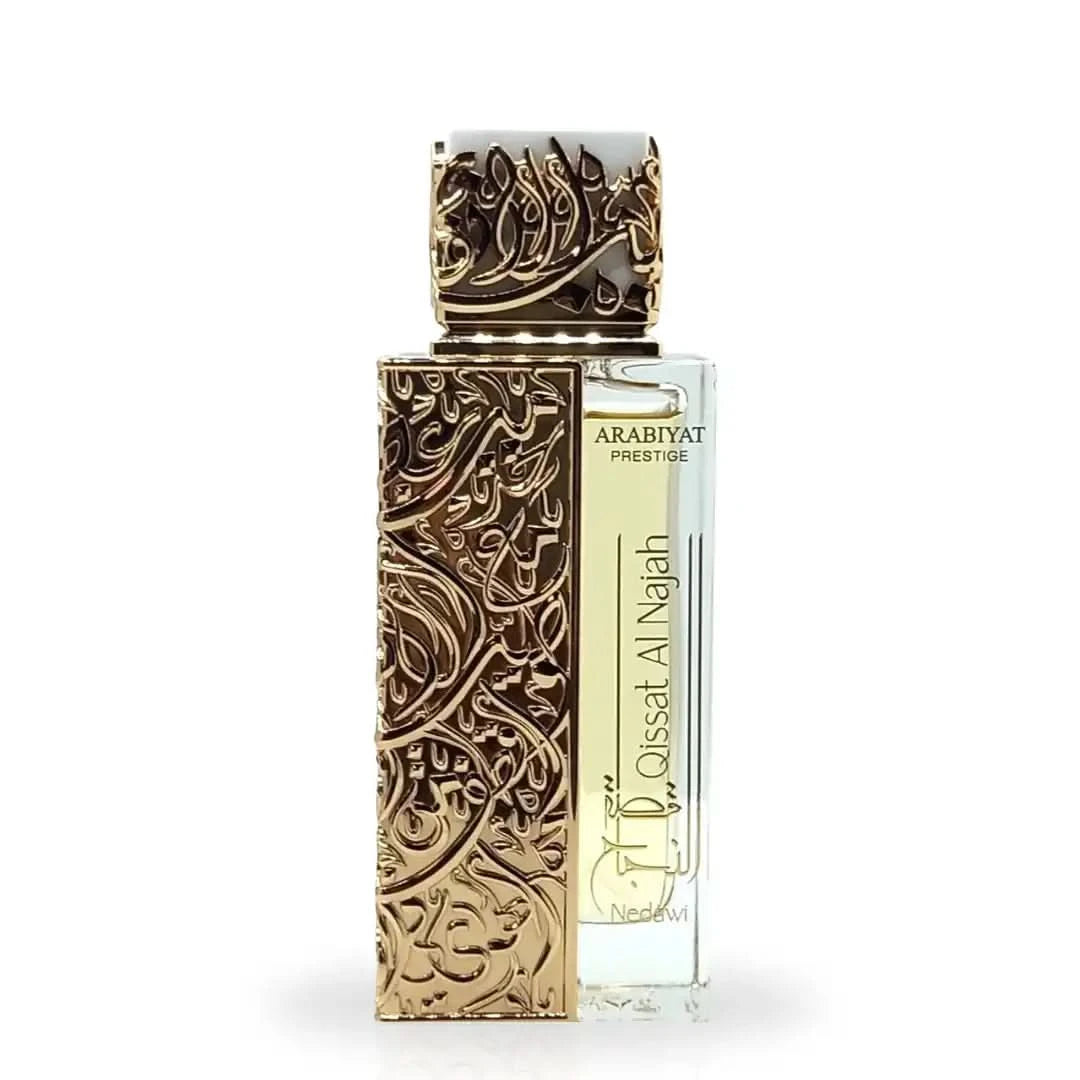 Arabiyat Prestige Qissat Al Najah Nedawi Eau de Parfum spray 100ml, featuring elegant packaging and a luxurious fragrance.