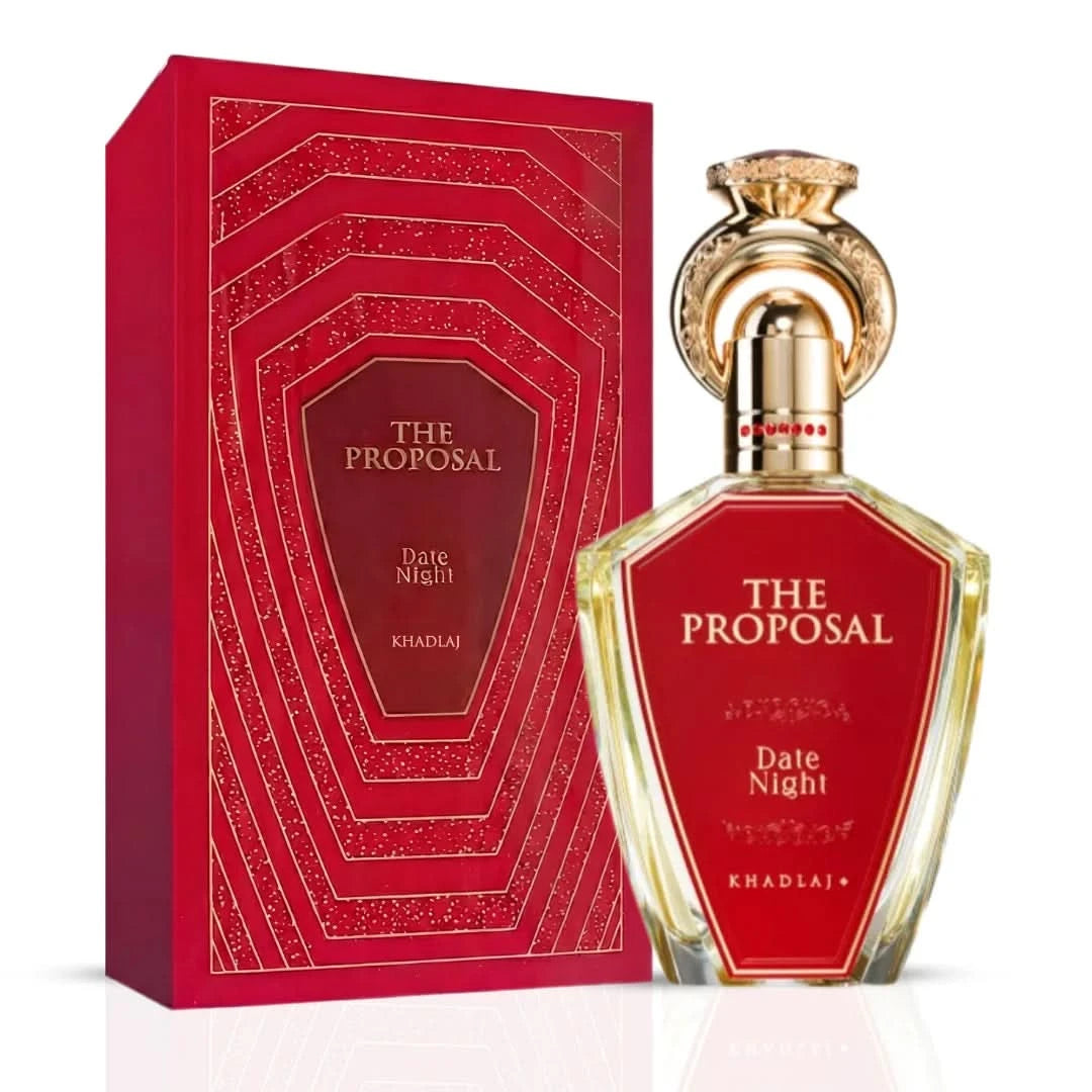 Khadlaj The Proposal Special Occasion and Date Night Eau de Parfum Bundle, 100ml, featuring elegant fragrance bottles.