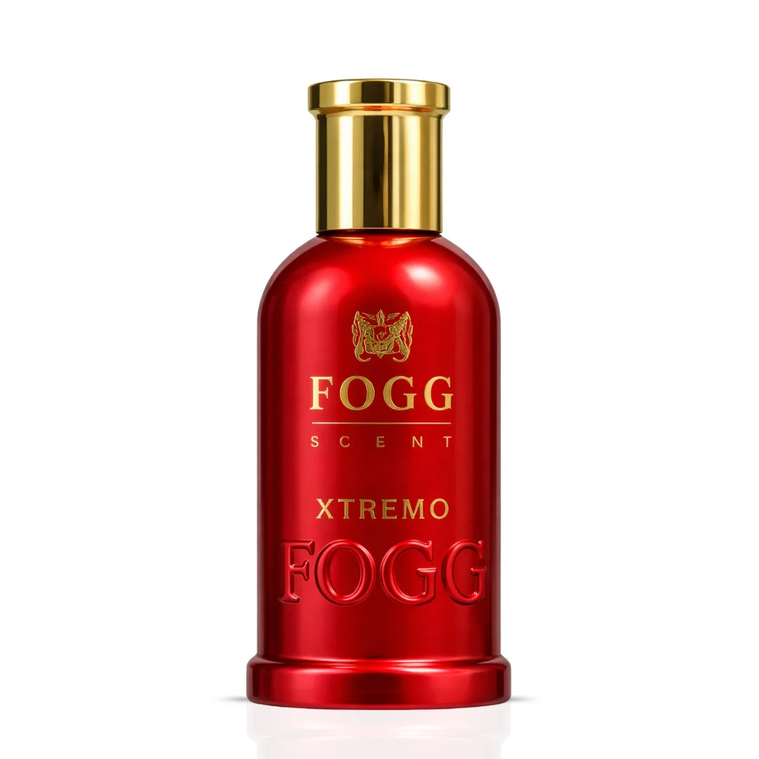 Fogg Xtremo for Men Eau de Parfum spray 100ml with sleek bottle design, showcasing the Fogg brand and masculine fragrance.