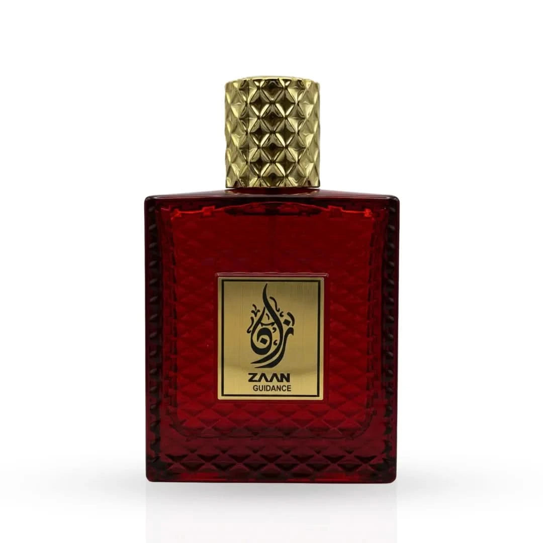 Aura Fragrances Zaan Guidance Eau De Parfum spray, 100ml, featuring elegant perfume bottle with floral and citrus notes.