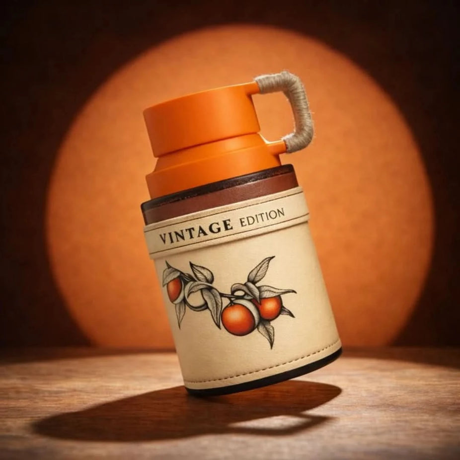 Odyssey Mandarin Sky Vintage Edition Eau de Parfum spray by Armaf, 100ml bottle featuring a sleek design with citrus and floral notes.