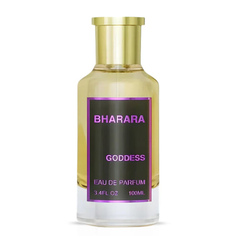 Bharara Goddess Eau de Parfum Spray 100ml bottle with elegant design and floral accents, showcasing the BHARARA fragrance.