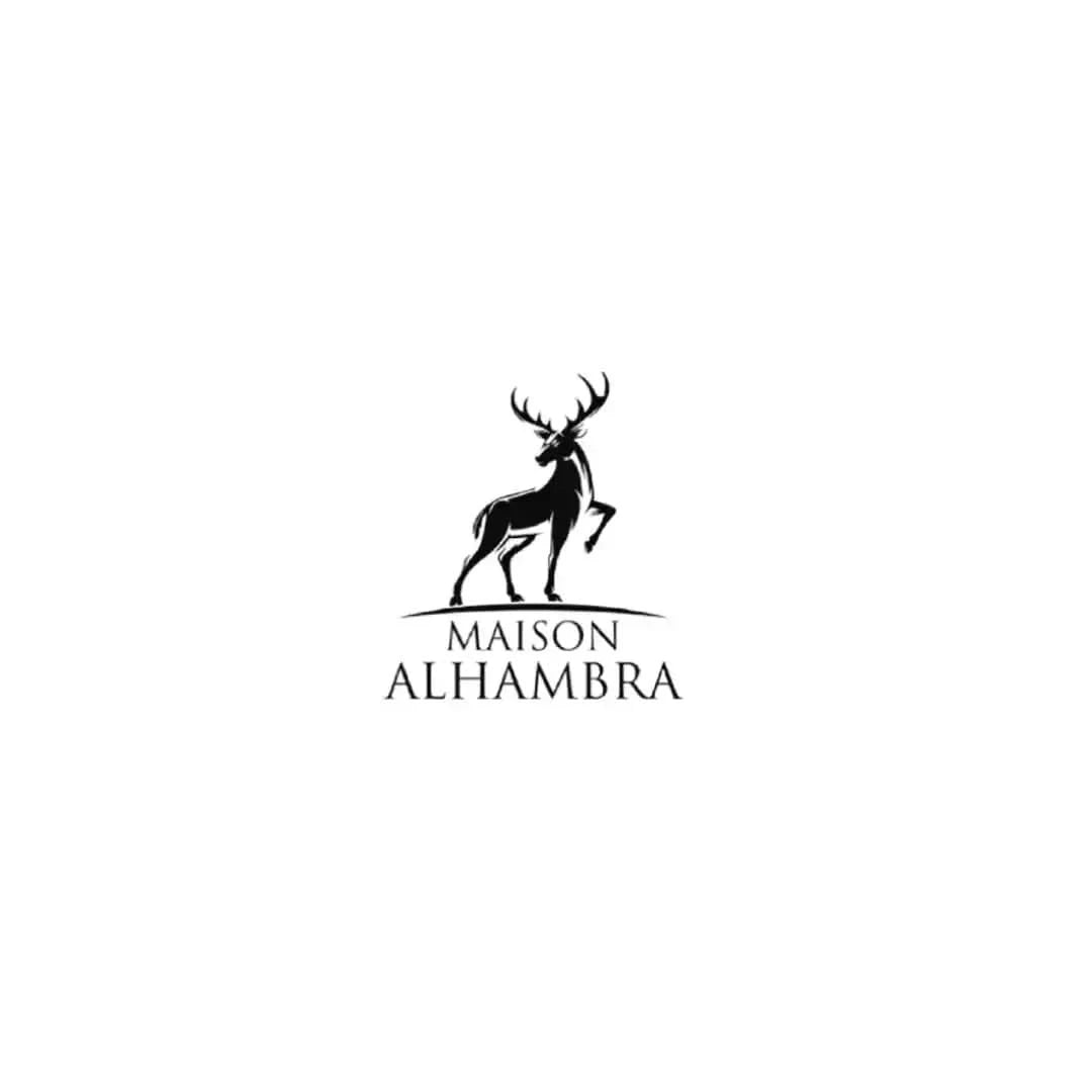 Maison Alhambra Infini Cherry Eau de Parfum spray in 100ml bottle, featuring a luxurious fragrance with a velvet pouch.