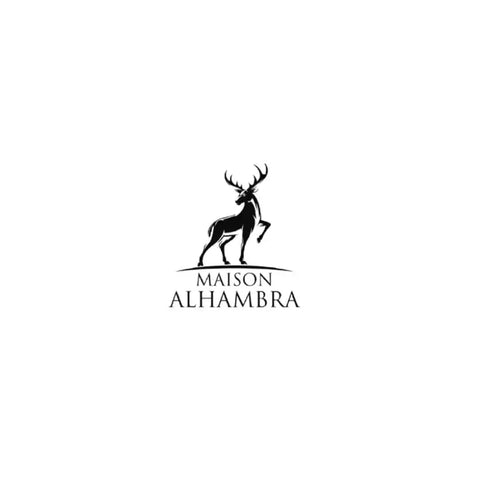 Maison Alhambra Infini Cherry Eau de Parfum spray in 100ml bottle, featuring a luxurious fragrance with a velvet pouch.