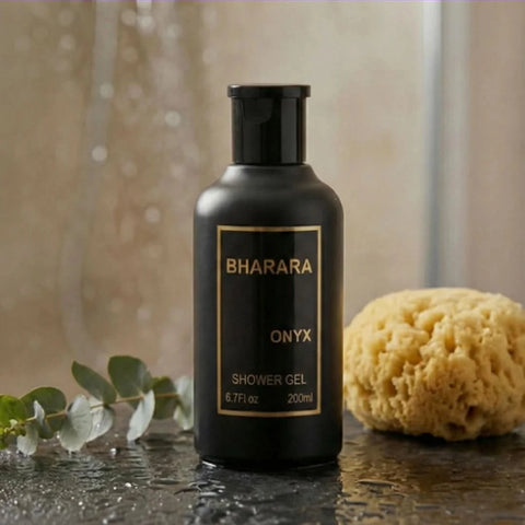 Bharara Onyx 5-piece fragrance gift set including perfume bottles and packaging, showcasing elegant design by BHARARA.