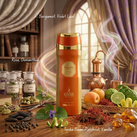RISALA Empire Arza perfumed body spray 200ml deodorant bottle with elegant design and branding, suitable for all-day freshness.