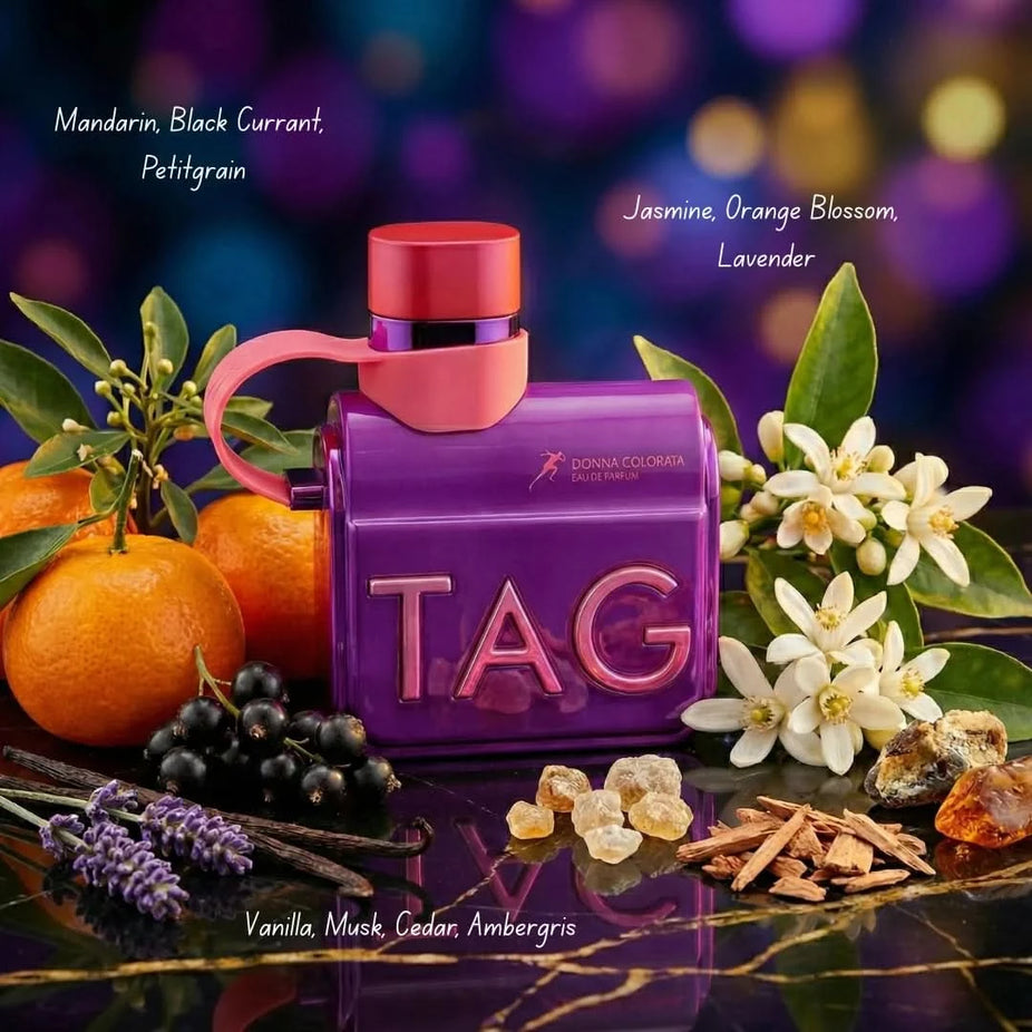 Tag Donna Colorata Eau de Parfum Spray by Armaf, 100ML, elegant bottle, showcasing the perfume's colorful design.