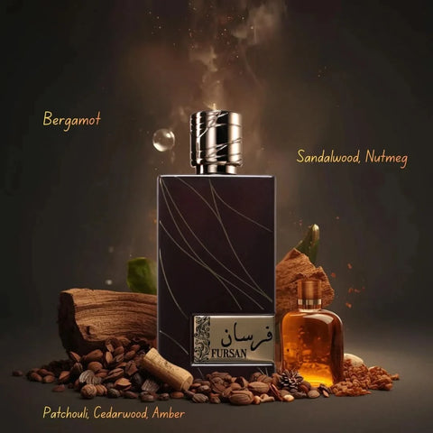 Khadlaj Fursan Brown Eau de Parfum 100ml and Musk Pure Musk Blend Eau de Parfum 60ml bundle, showcasing elegant perfume bottles
