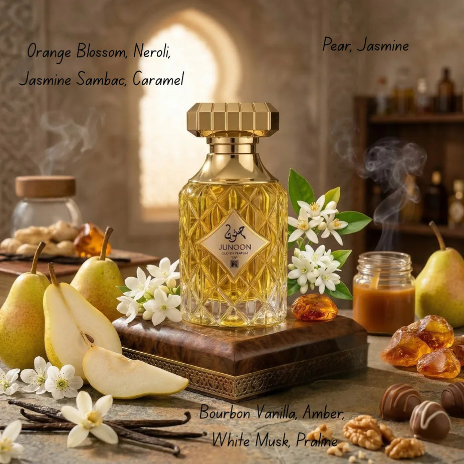 Aura by Aura Junoon Desire, Romance, and Extreme Eau De Parfum Spray bundle, 100ml, featuring elegant fragrance bottles.