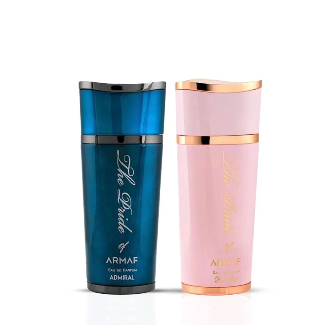 Armaf Pride of Armaf Admiral & Rose Oud Femme Eau De Parfum bundle, 100ml, featuring elegant bottles of floral and woody scents.