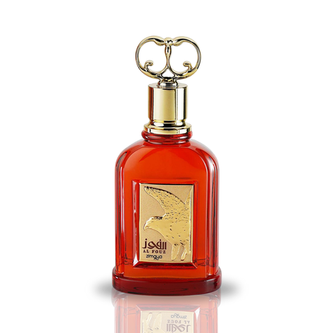Zimaya AL Fouz EDP spray 100ml, floral woody fragrance for men and women, elegant glass bottle with floral and woody accents.