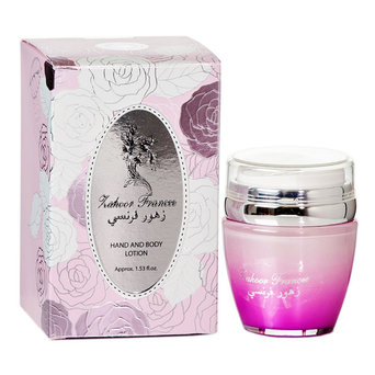 Zahoor Francee lotion by Ard Al Zaafaran in a 30g container, showing the elegant packaging and product label.