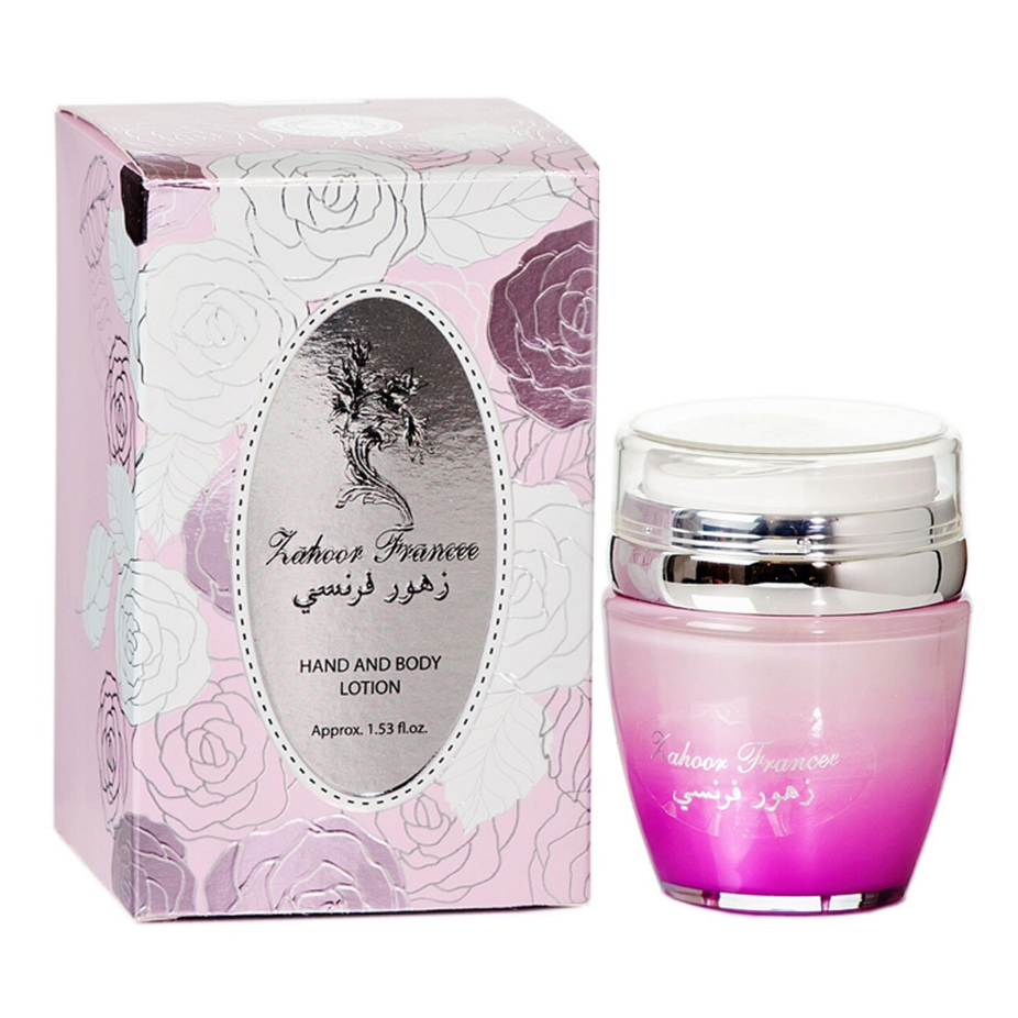 Zahoor Francee lotion by Ard Al Zaafaran in a 30g container, showing the elegant packaging and product label.