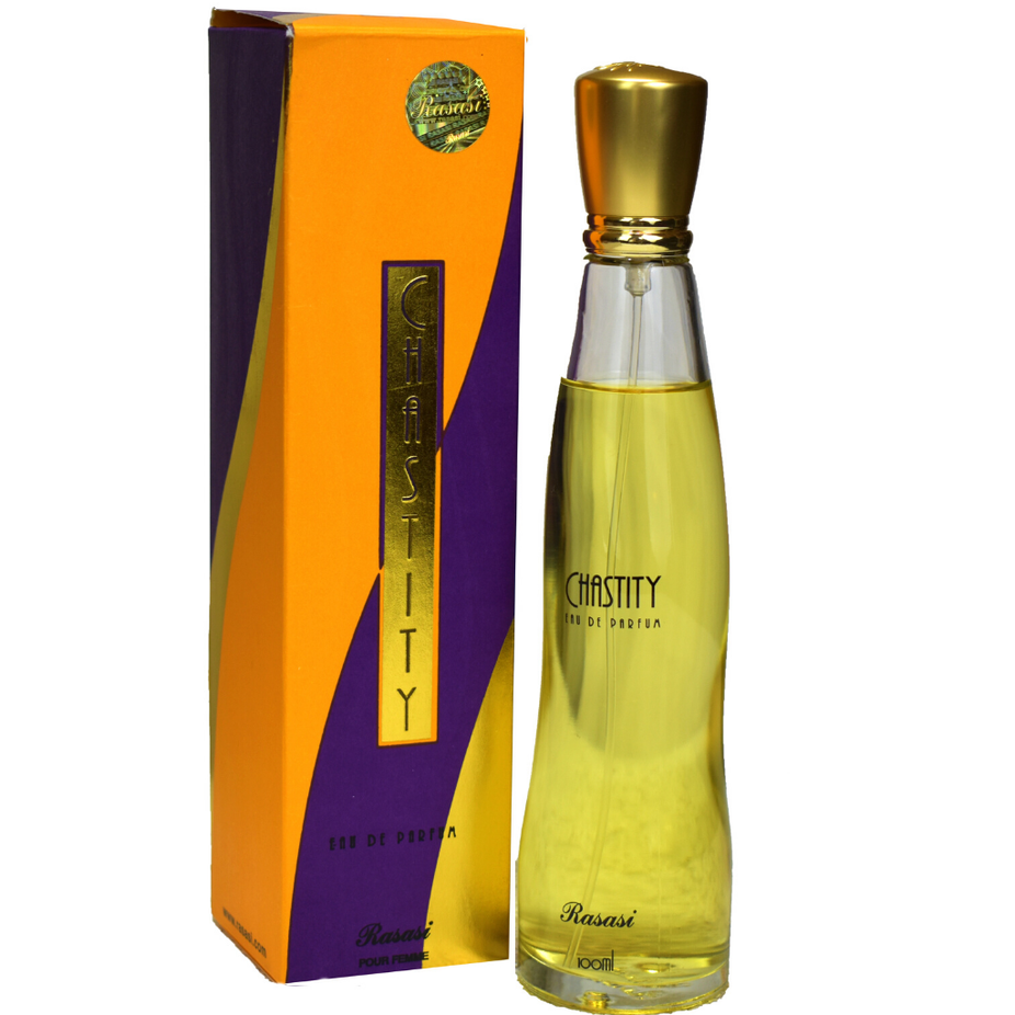 Rasasi EDP Eau De Parfum for women in 100ml bottle with pouch, featuring elegant glass bottle and stylish packaging.