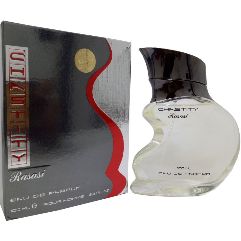 Rasasi EDP for Men 100ml Eau De Parfum with pouch, featuring sleek bottle design and elegant packaging.