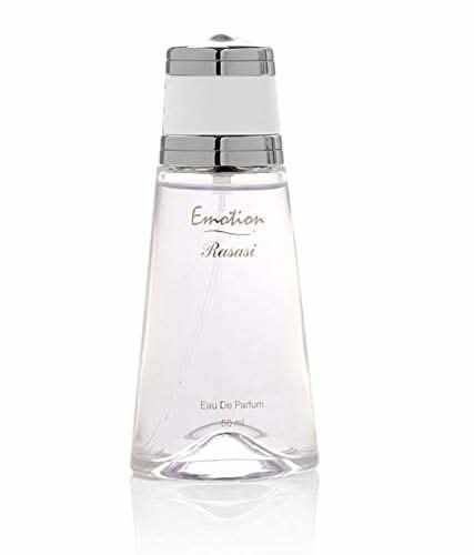 Rasasi Emotion For Women perfume bundle with 50ml EDP and 200ml deodorant, featuring floral and fruity fragrance bottles.