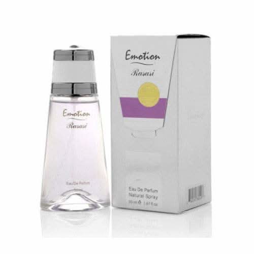 Rasasi Emotion for Women perfume and deodorant bundle, 50ml EDP and 200ml deodorant, elegant floral fragrance packaging