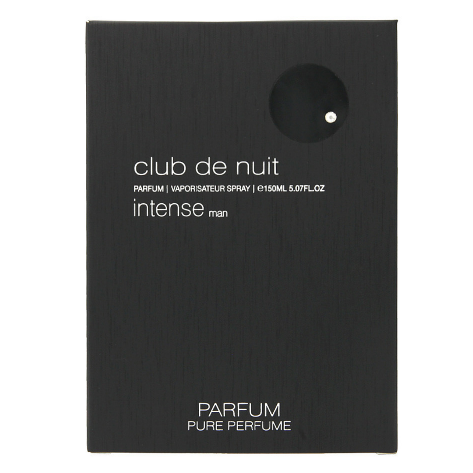 Armaf Club De Nuit Intense for Men Eau de Toilette spray 105ml, featuring sleek bottle design and dark fragrance liquid.