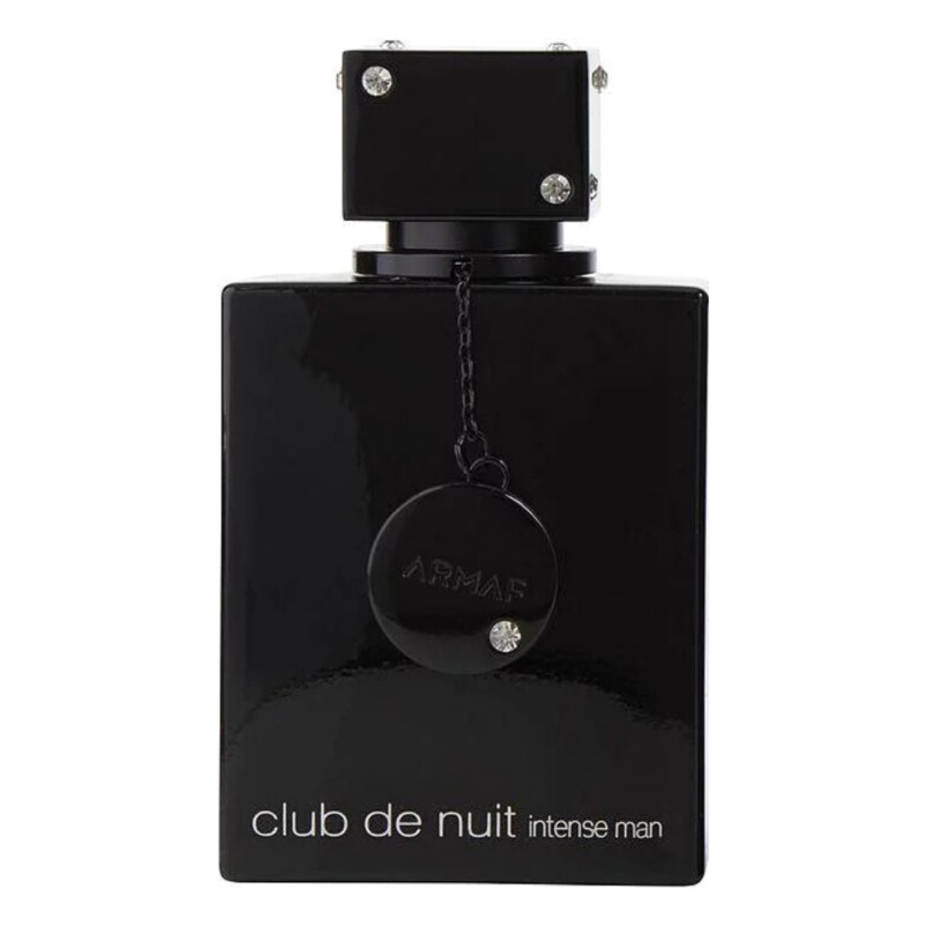 Armaf Club De Nuit Intense for Men Eau de Toilette spray, 105ml, featuring a sleek bottle with a dark blue cap.