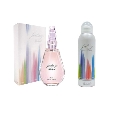 Feelings for women  EDP 60 ML (2.0 oz) With  Deodorant - 200ML (6.7oz) I by Rasasi - Intense Oud